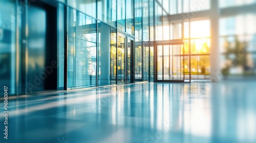 Modern Office Interior with Glass Walls and Sunlit Floor