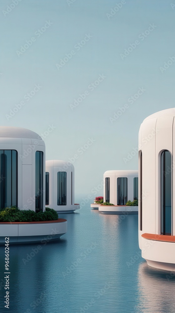 Modern sustainable floating city concept Modern sustainable floating city concept