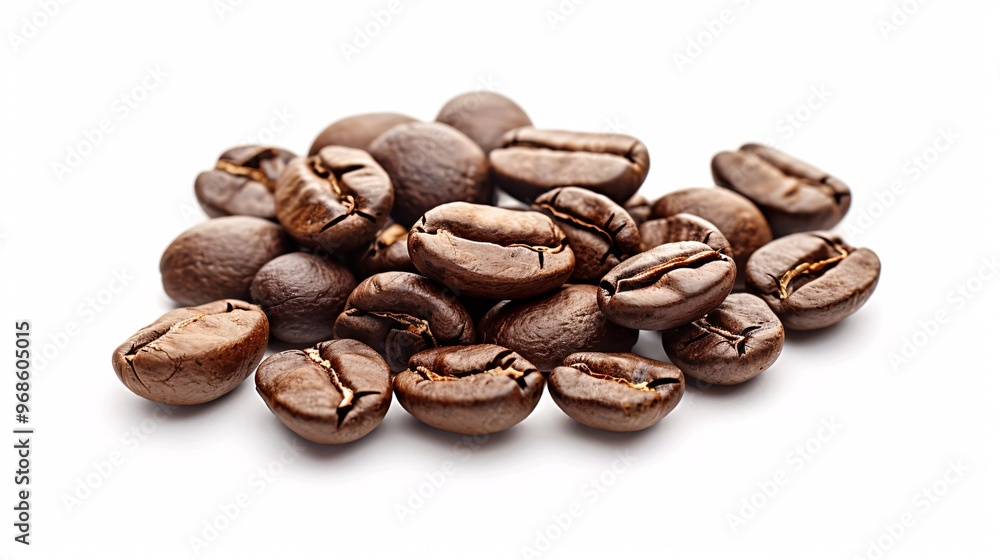 Brown coffee beans on a blank backdrop. Brown coffee beans on a blank backdrop.