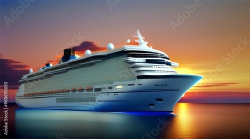 Wallpaper Mural Top view of a passenger cruise ship sailing in the ocean. Fly over cruise ships at sea during a golden summer sunset. Exclusive tourism travel on holiday. Torontodigital.ca