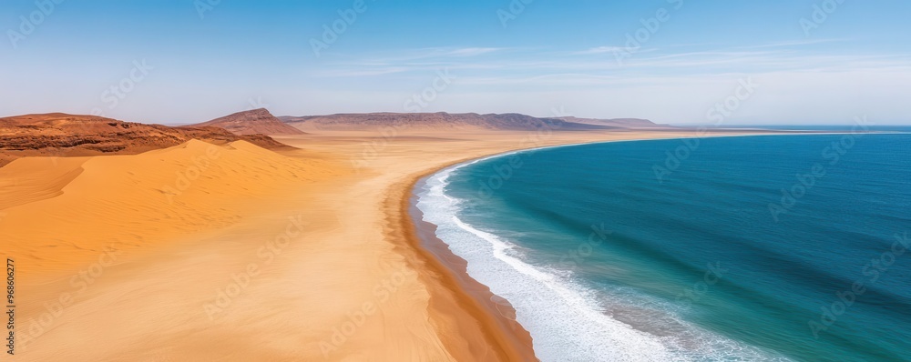 Aerial view of Namib Desert meeting Atlantic Ocean Aerial view of Namib Desert meeting Atlantic Ocean