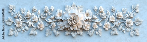 Wallpaper Mural 3D White Floral Wall Decor  Carving  Ornate  Decorative  Design  Luxury Torontodigital.ca
