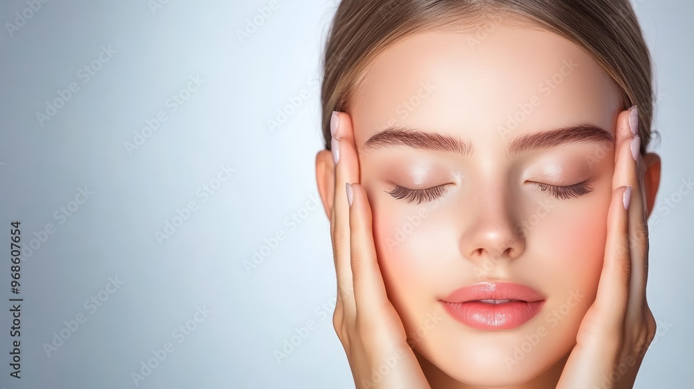 Beautiful Woman with Soft Skin and Long Eyelashes Beautiful Woman with Soft Skin and Long Eyelashes