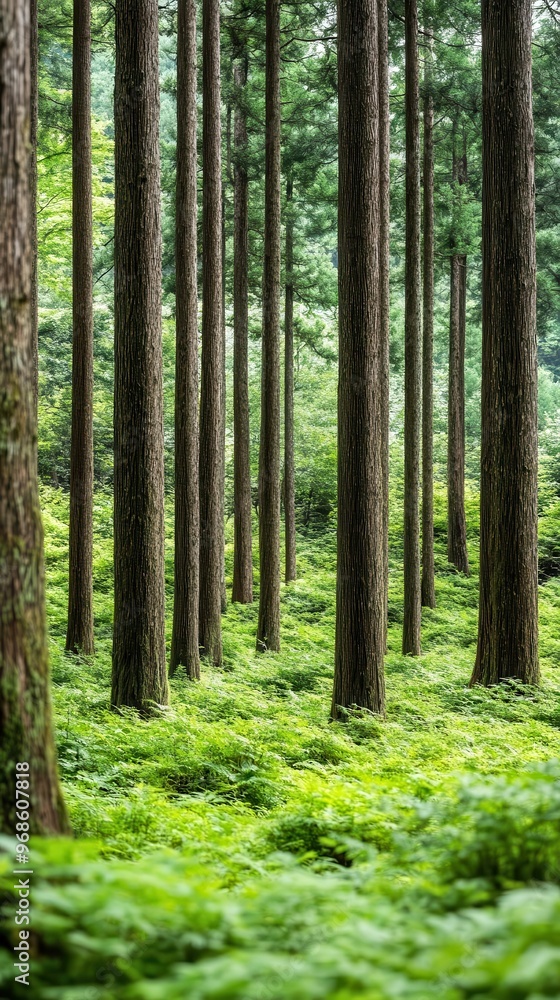 Obraz premium Serene Japanese forest bathing scene