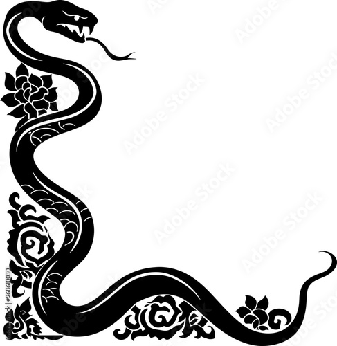 Chinese snake ornament border drawing