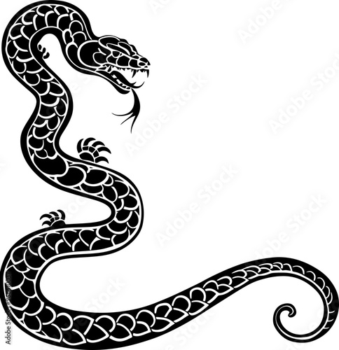 Chinese snake ornament border drawing