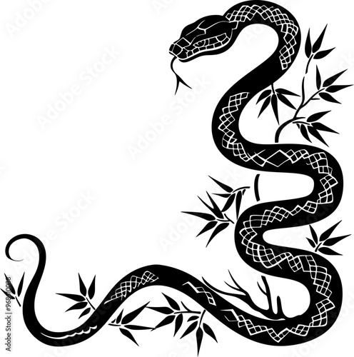 Chinese snake ornament border drawing