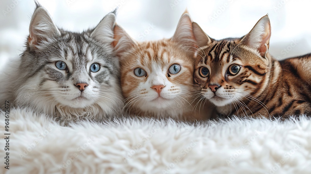 Detailed image of a Siberian Husky with striking blue eyes standing beside a Bengal Cat with its signature spotted coat The white background highlights their beautiful fur patterns Detailed image of a Siberian Husky with striking blue eyes standing beside a Bengal Cat with its signature spotted coat The white background highlights their beautiful fur patterns