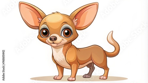 The small brown Chihuahua stands proudly on its hind legs, its big eyes shining bright with curiosity, its