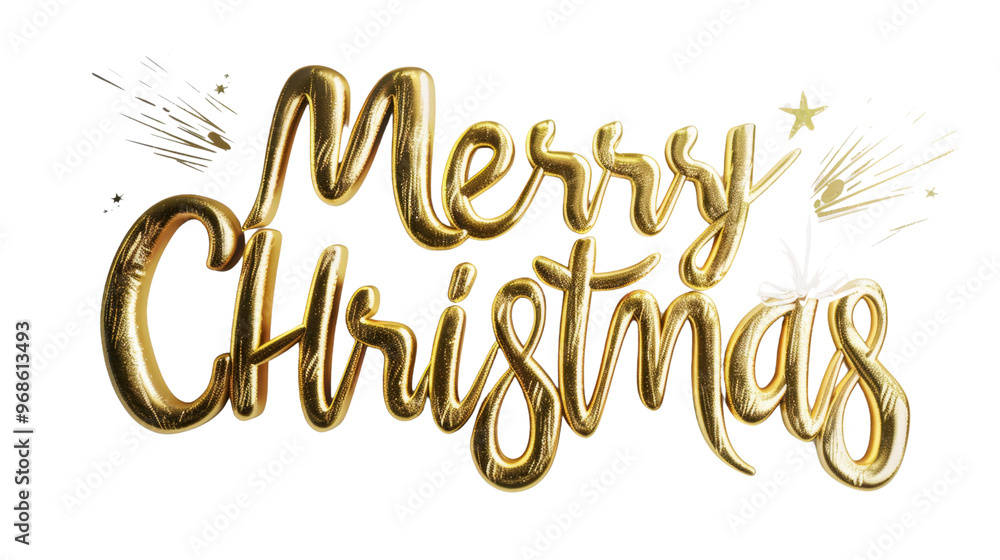 3D Text ‘Merry Christmas’ written in gold glitter on transparent background 3D Text ‘Merry Christmas’ written in gold glitter on transparent background