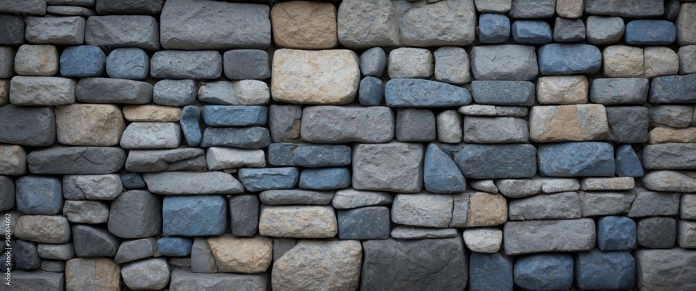 A wall made of stone with a blue and gray color. A wall made of stone with a blue and gray color.