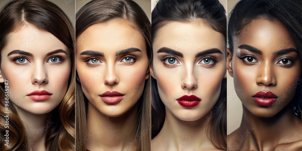 Naklejka premium With her thick, angled brows, the model frames her angular jawline, creating the illusion of a more refined