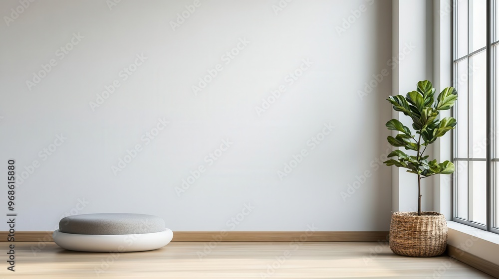 Fototapeta premium Serene minimalist floating meditation room