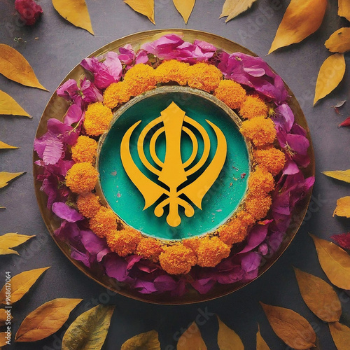 Sikh emblem decorated with ...