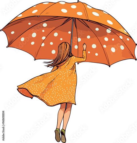Girl Floating with Umbrella