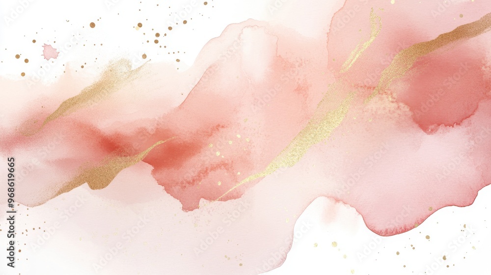 Abstract watercolor elements in soft blush, pink, and ivory tones with golden accents, creating a modern, minimal composition perfect for logos or posters.