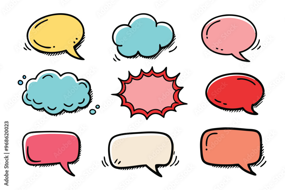 set of hand drawn Speech bubble vector illustration set of hand drawn Speech bubble vector illustration