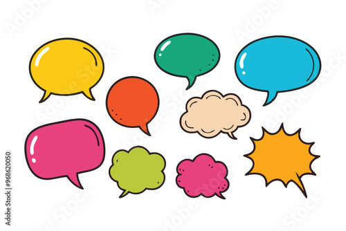 set of hand drawn Speech bubble vector illustration