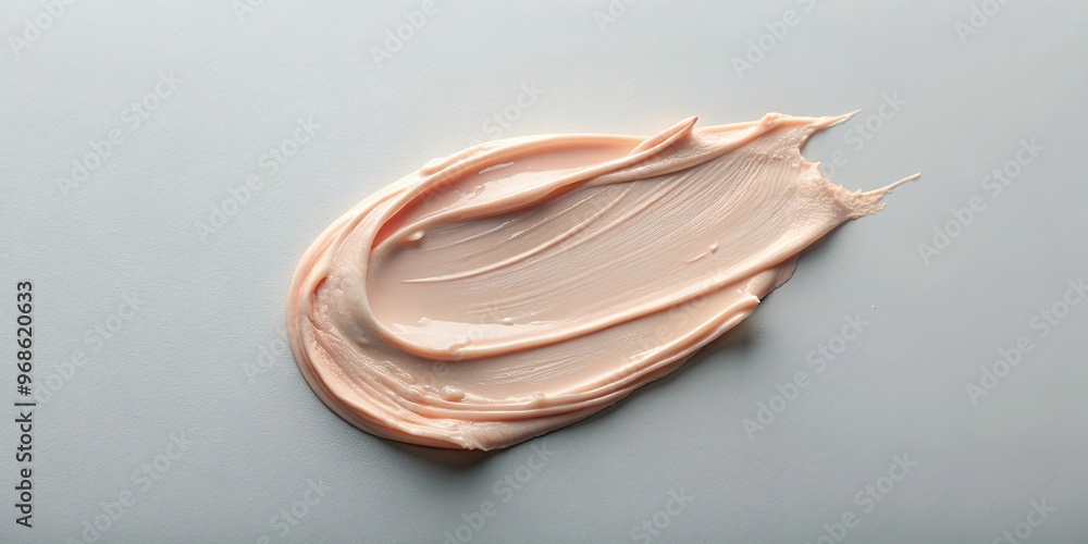 Creamy gel balm cosmetic texture smudged on a soft pastel gray background Creamy gel balm cosmetic texture smudged on a soft pastel gray background