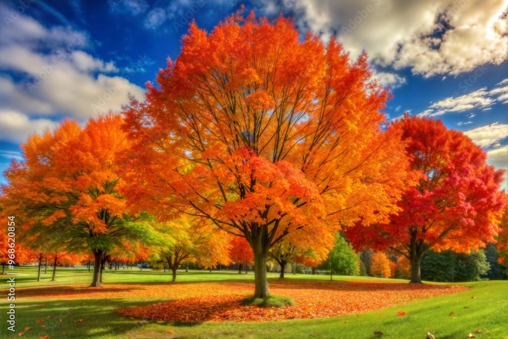 Fall in the park scenic view of autumn trees Fall in the park scenic view of autumn trees
