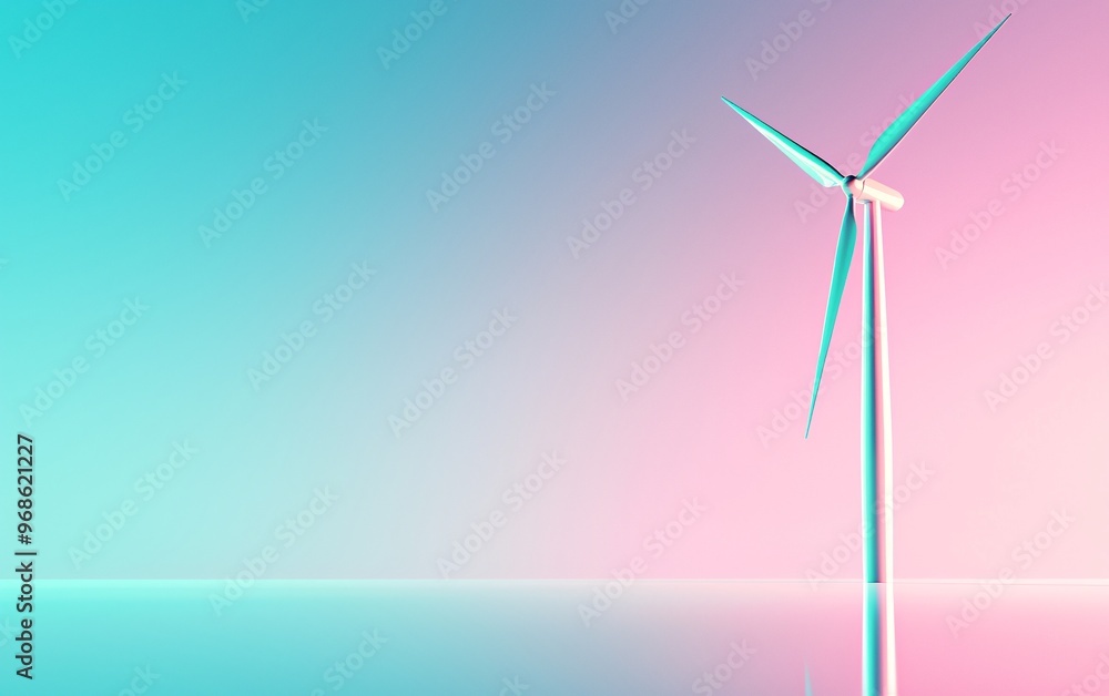 3D illustration wind turbine, renewable energy ESG concept 3D illustration wind turbine, renewable energy ESG concept