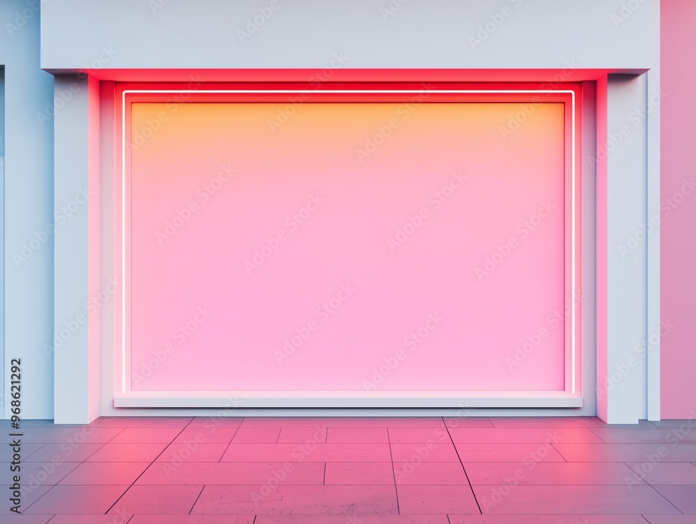Neon-lit empty storefront with bankruptcy sign, economic downfall Neon-lit empty storefront with bankruptcy sign, economic downfall
