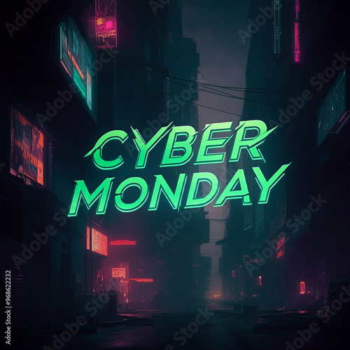Neon "Cyber Monday" display...