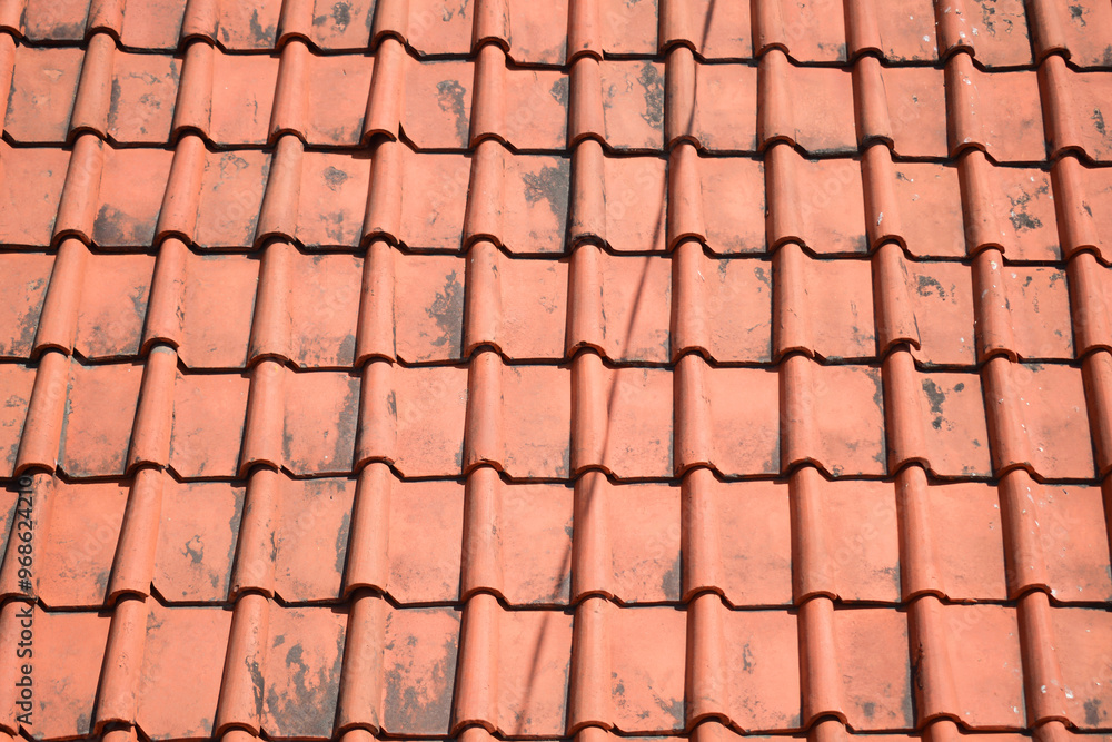 Orange roof tile from the front view Orange roof tile from the front view