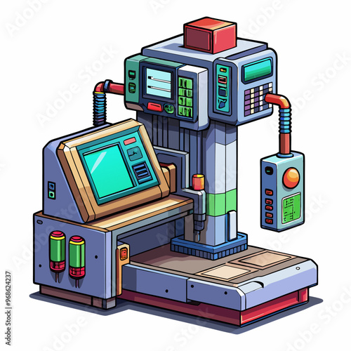 A machine with a green button on the right side