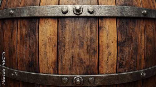 Fototapeta Naklejka Na Ścianę i Meble -  Wooden beer barrel texture background, showcasing fine wood grain and rustic details. 3D rendering.