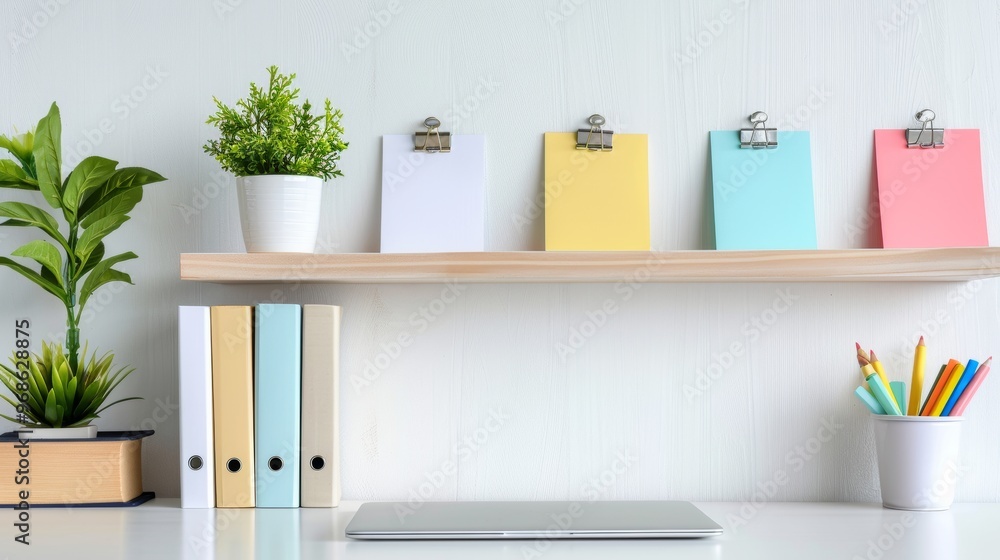 Efficient Organization in Clean Workspace with Labeled Folders and Color-Coded Schedules