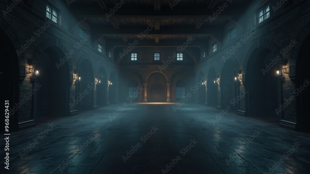 Fototapeta premium alone in the backrooms liminal space 3d render