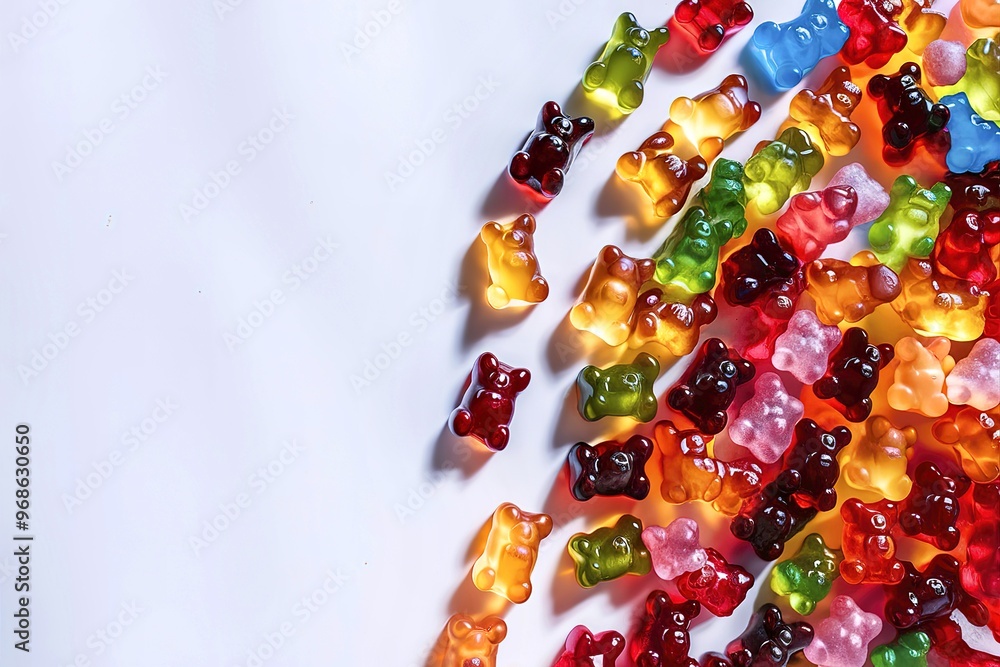 A delightful and enticing stock image of a colorful arrangement of gummy bears A delightful and enticing stock image of a colorful arrangement of gummy bears