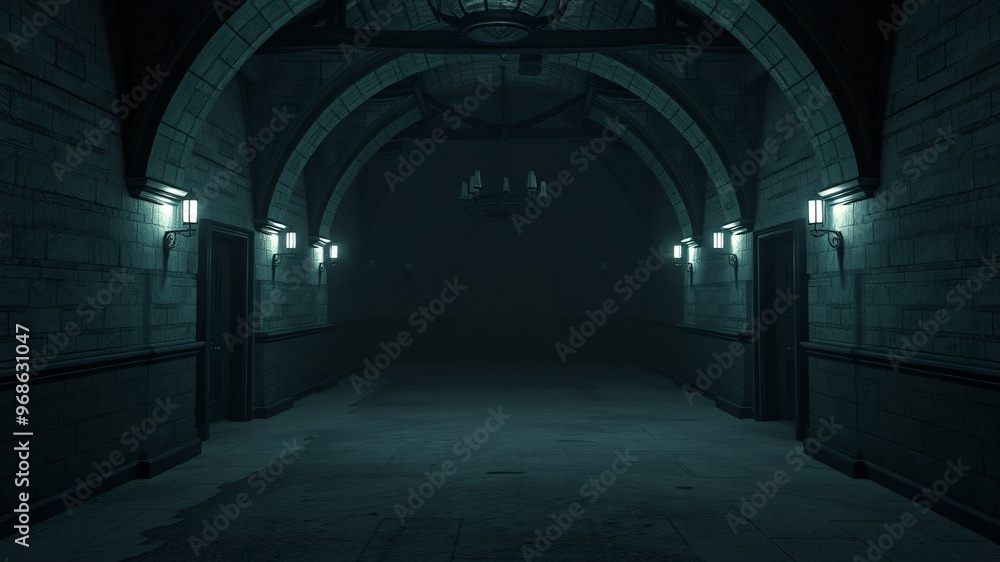 Fototapeta premium alone in the backrooms liminal space 3d render