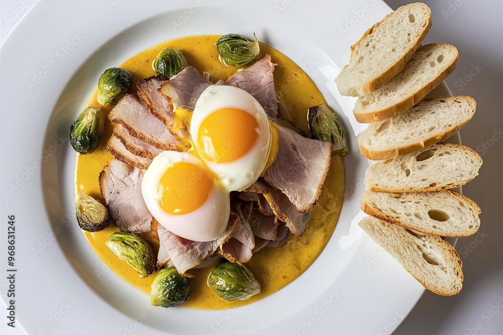 A mouthwatering high-quality photo of a beautifully plated breakfast A mouthwatering high-quality photo of a beautifully plated breakfast