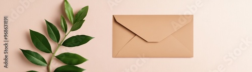 Eco-friendly invitation mockup with recycled paper envelope and plantable seed card, sustainable stationery concept