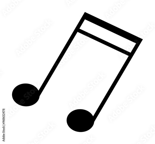 A black musical note symbol, representing a nine sixteenths note, is displayed on a white background. Ideal for music, education, graphic design, presentations, and teaching materials.