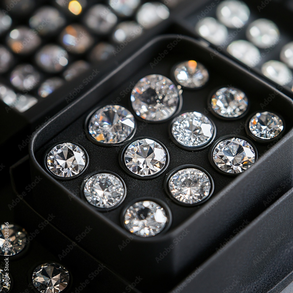 A box of shiny white gems sits on a table A box of shiny white gems sits on a table