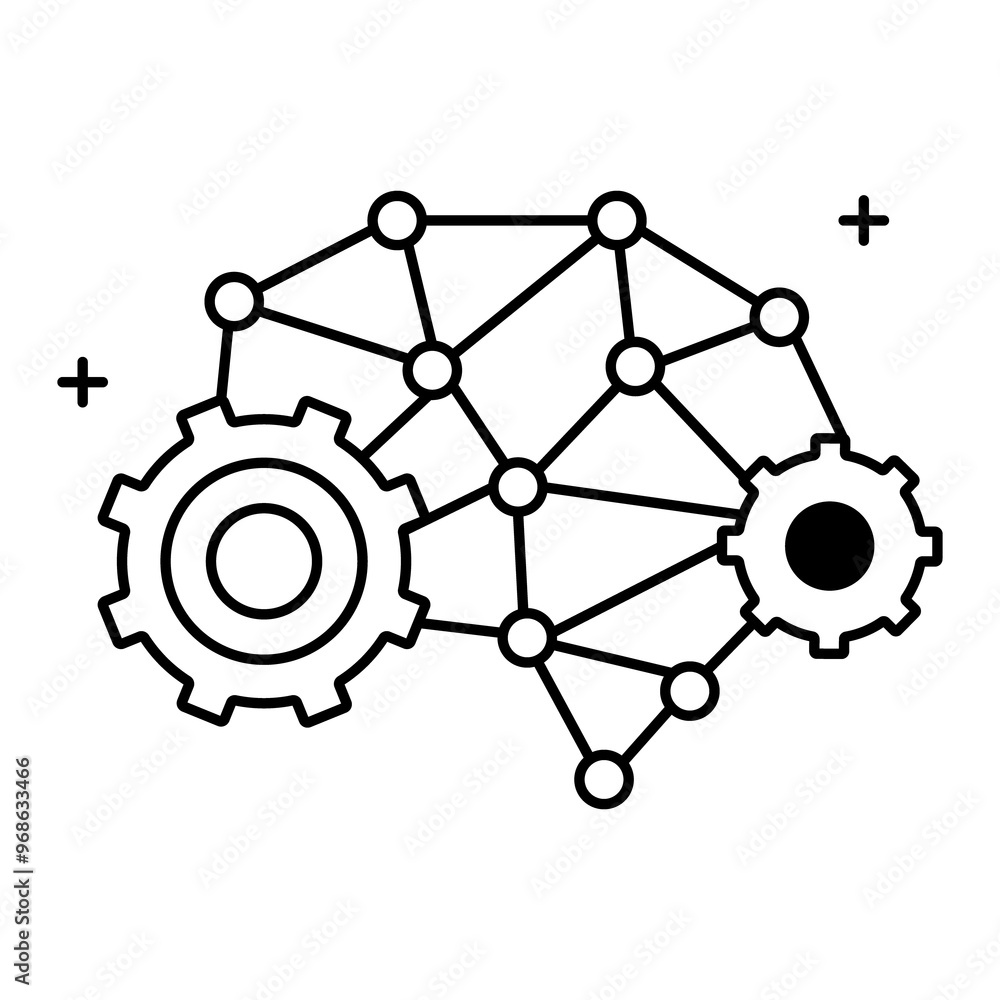 Deep Learning and AI Technology Vector Icon Design, machine learning, neural networks, AI systems, automation, data science