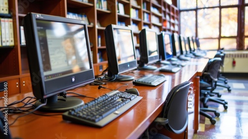 Research Stations: Computer workstations offering access to online databases and academic journals, ideal for conducting detailed scholarly research.
 photo