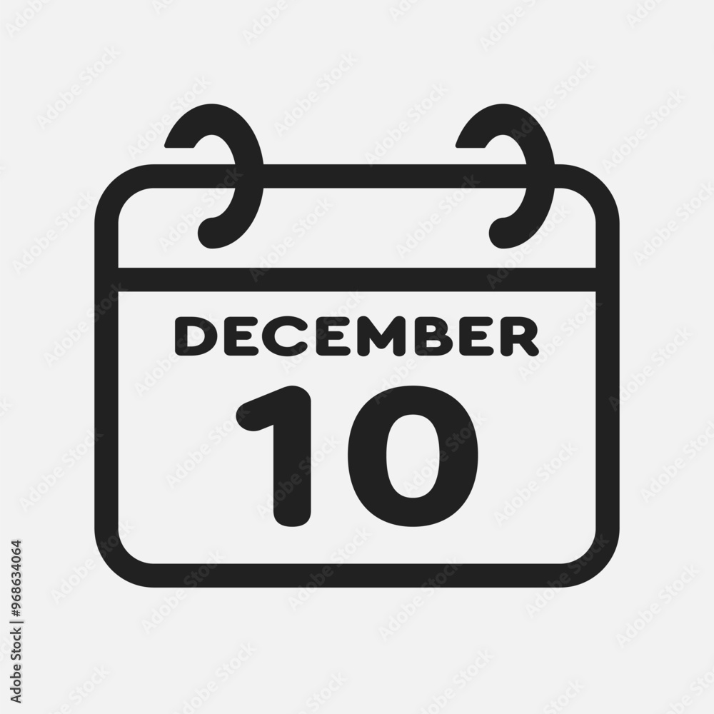 Icon page calendar day - 10 December Icon page calendar day - 10 December