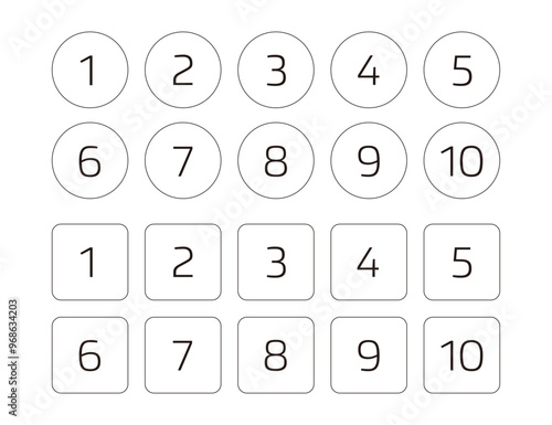 円と正方形を使った数字のデザイン