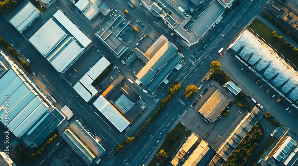 Aerial View of an Industrial Complex with Intersecting Roads Aerial View of an Industrial Complex with Intersecting Roads