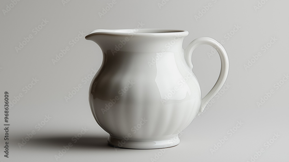 milk jug, ceramic, single object, isolated on white background, classic tableware, simple design milk jug, ceramic, single object, isolated on white background, classic tableware, simple design