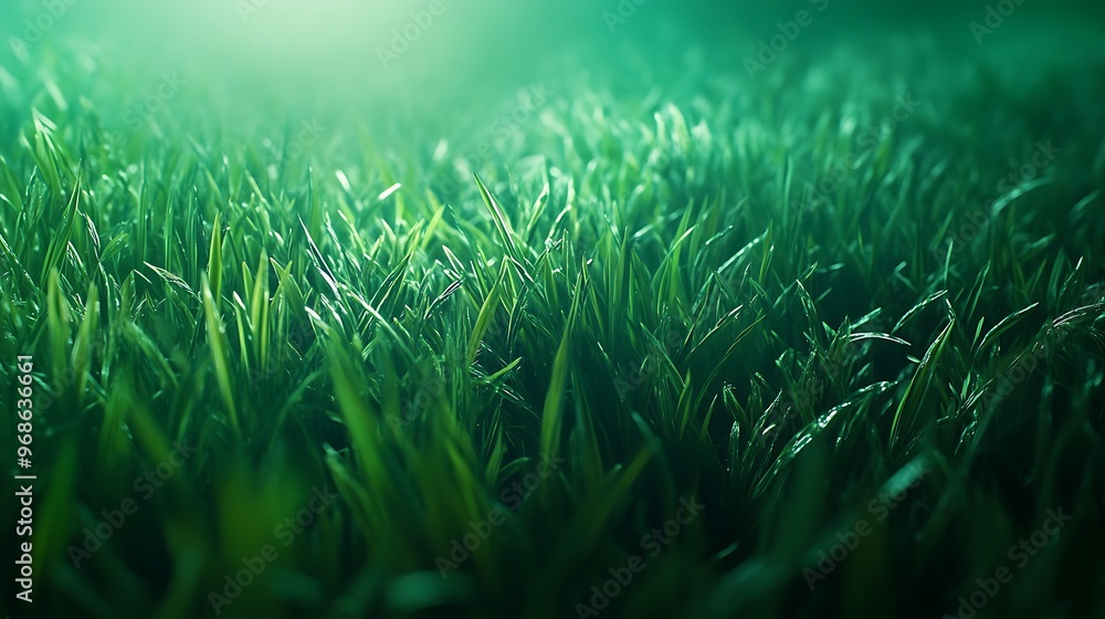 Obraz premium Close-up of Lush Green Grass Blades with Soft Light