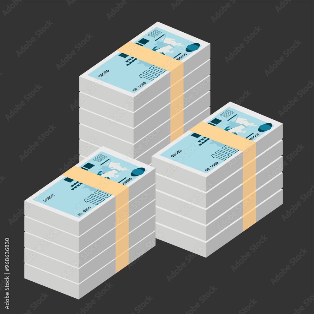 Algerian Dinar Vector Illustration. Algeria money set bundle banknotes. Paper money 100 DZD. Flat style. Isolated on white background. Simple minimal design. Algerian Dinar Vector Illustration. Algeria money set bundle banknotes. Paper money 100 DZD. Flat style. Isolated on white background. Simple minimal design.