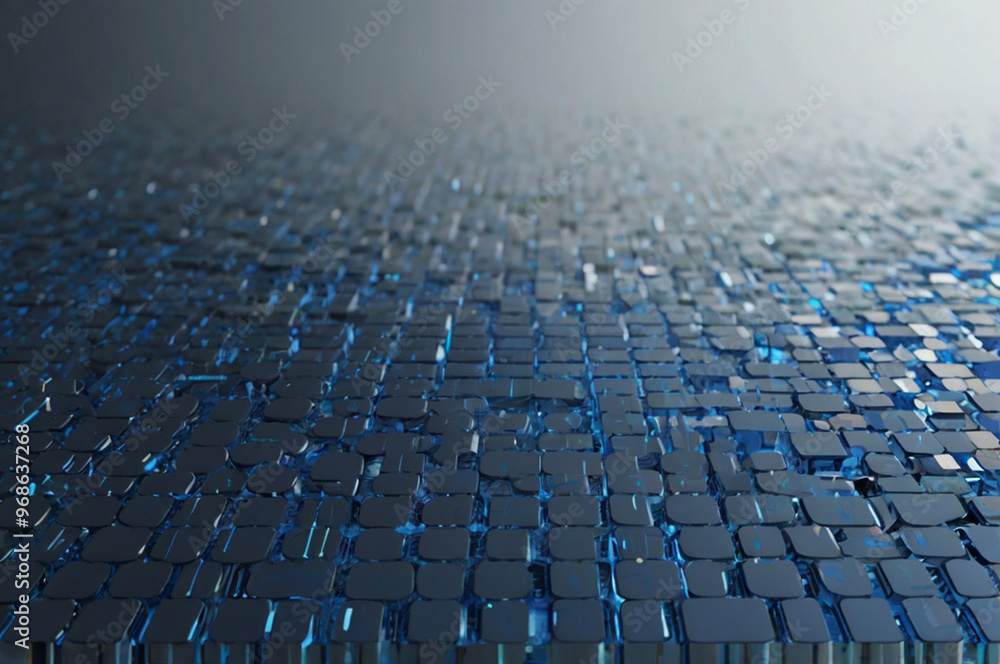 Fototapeta premium Tech-inspired blue pixel art, crisp and modern, on white background, emphasizing depth and innovation.