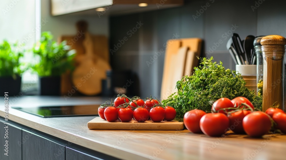 There are nutritious items on the kitchen table.
There are nutritious items on the kitchen table.