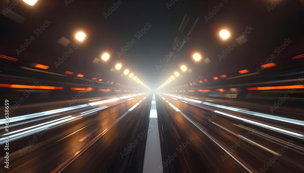 Blurred Perspective of a Dark Tunnel with Lights Blurred Perspective of a Dark Tunnel with Lights