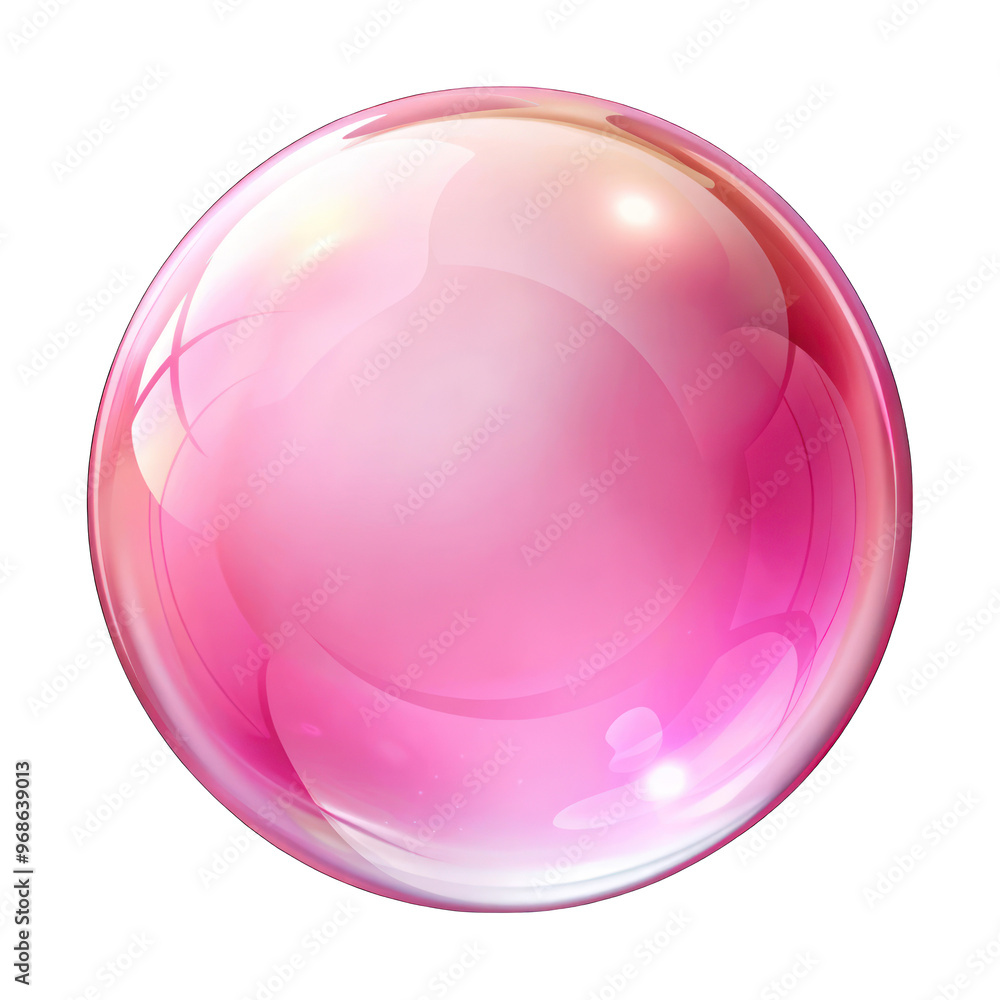 Fototapeta premium Pink soap bubble isolated on transparent background